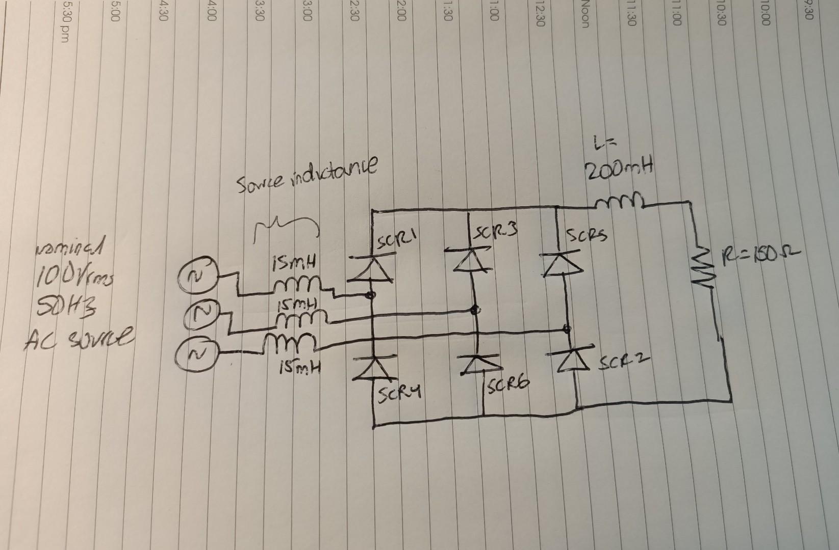 Solved 3 phase SCR rectifier I've worked out notch | Chegg.com