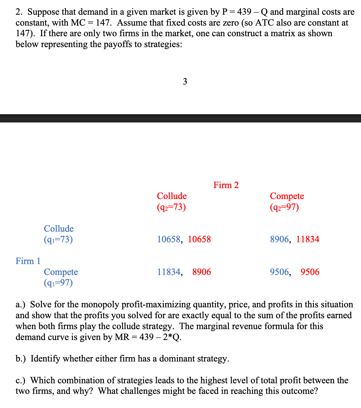 Solved 2. ﻿Suppose that demand in a given market is given by | Chegg.com