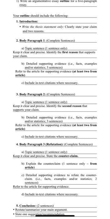 essay sentence outline