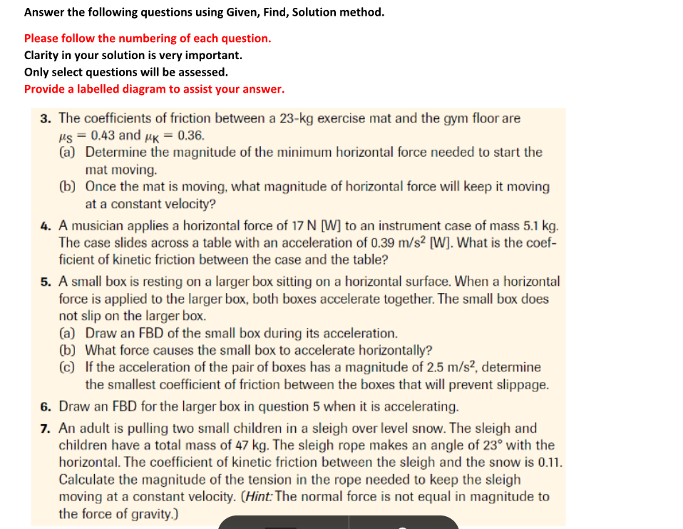 Solved 3)The coefficients of friction between a 23-kg | Chegg.com