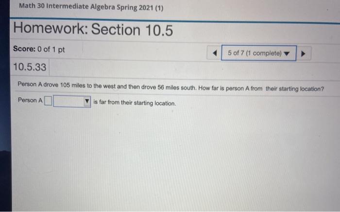 Solved Homework: Section 10.5 Score: 0 of 1 pt 4 of 7 (1 | Chegg.com