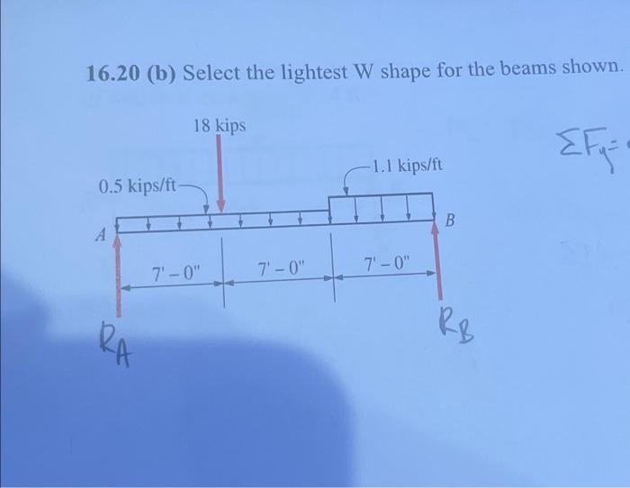 Solved 6.20 (b) Select the lightest W shape for the beams | Chegg.com