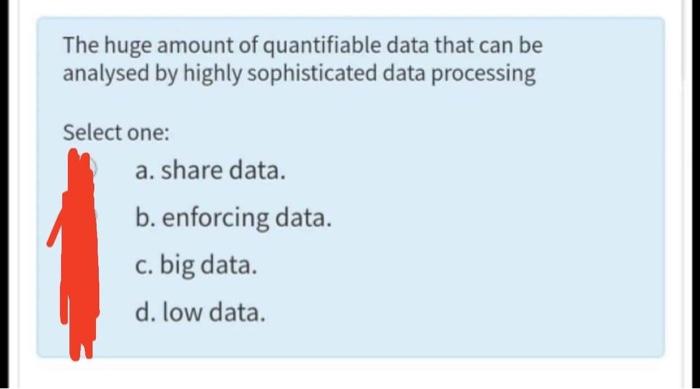 Solved The huge amount of quantifiable data that can be | Chegg.com
