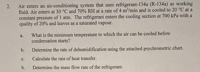 Solved 2. Air enters an air-conditioning system that uses | Chegg.com
