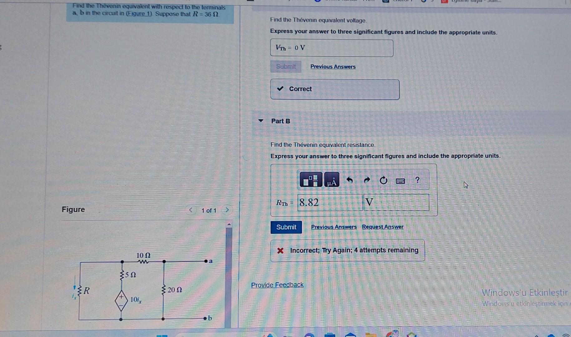 Solved Find The Thevenin Equivalent With Respect To The | Chegg.com