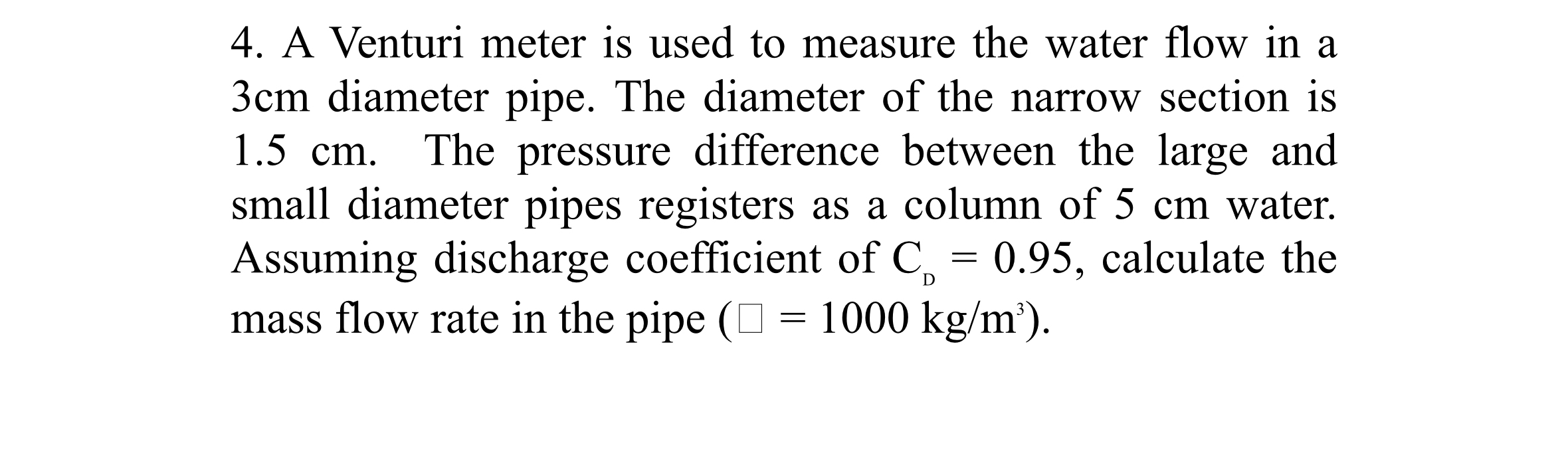 Solved A Venturi meter is used to measure the water flow in | Chegg.com