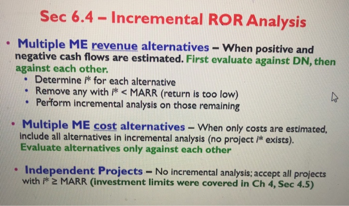 IRR on Incremental Investment: Two Alternatives | Chegg.com