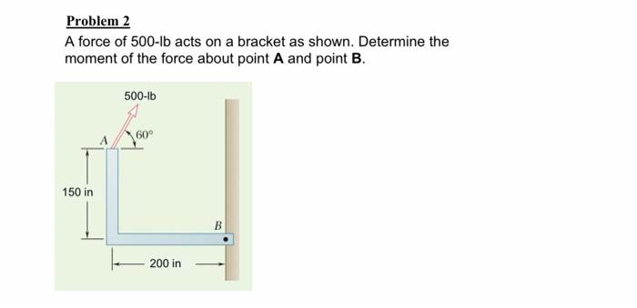 Solved Problem 2 A force of 500−lb acts on a bracket as | Chegg.com