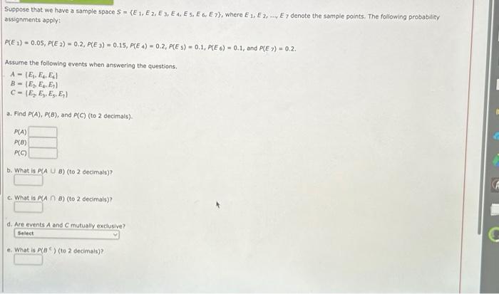 Solved Suppose that we have a sample space | Chegg.com