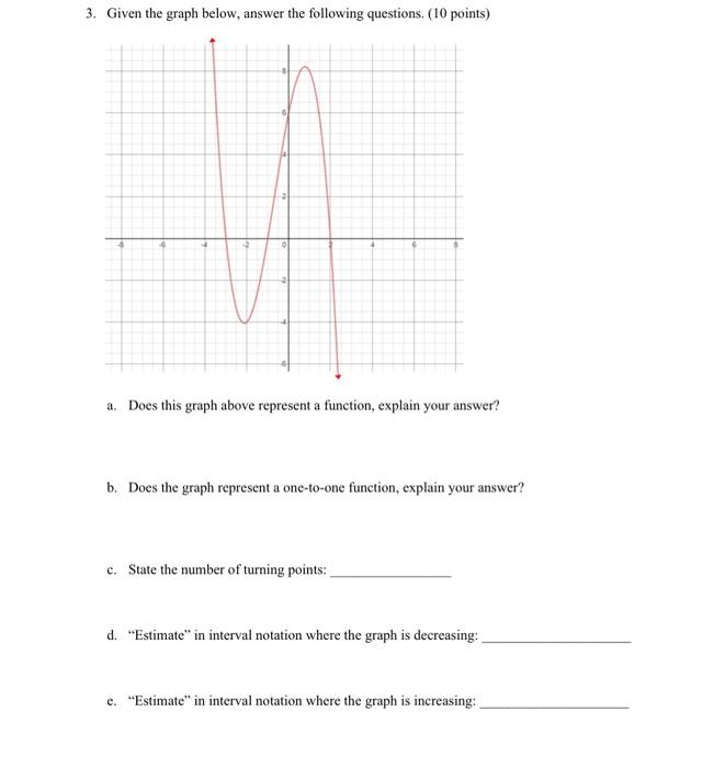 Solved 3. Given the graph below, answer the following | Chegg.com