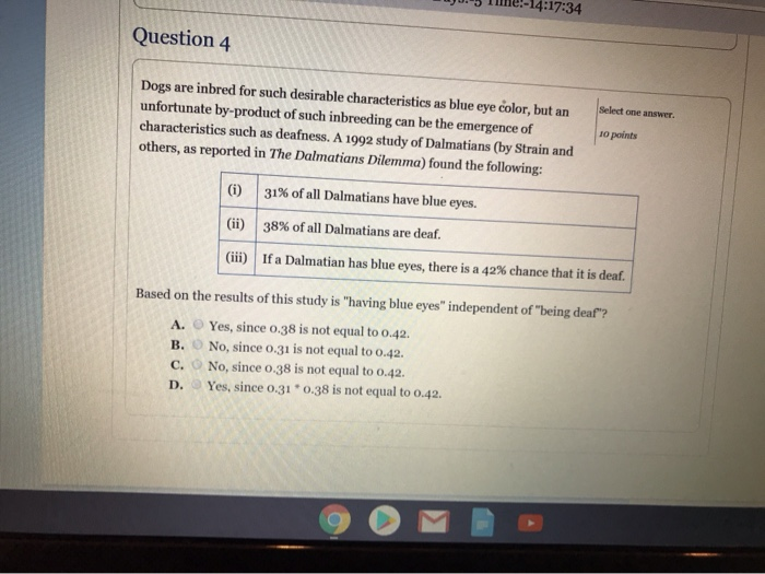 Solved . T e! 14:17:34 Question 4 Select one answer Dogs are | Chegg.com