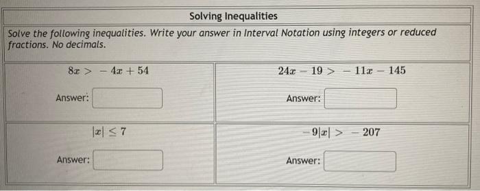 Solved Solving Inequalities Solve The Following | Chegg.com