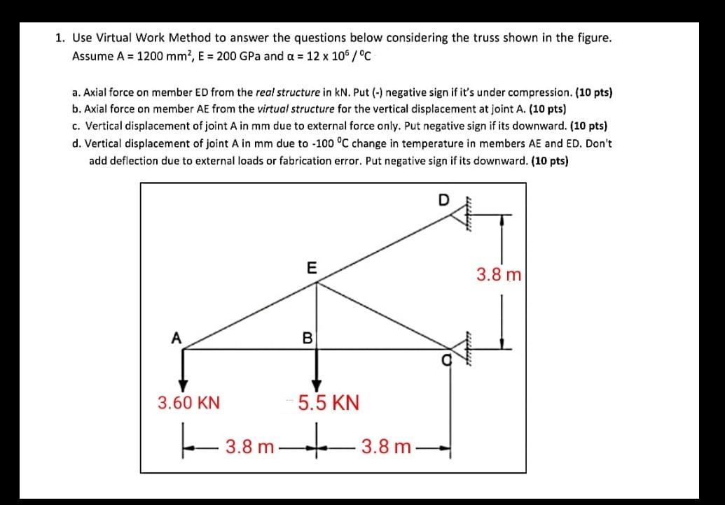 Solved 1. Use Virtual Work Method to answer the questions | Chegg.com