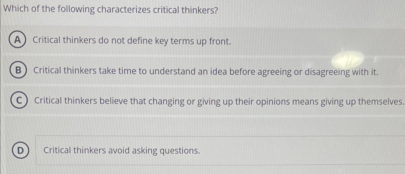 Solved Which of the following characterizes critical | Chegg.com