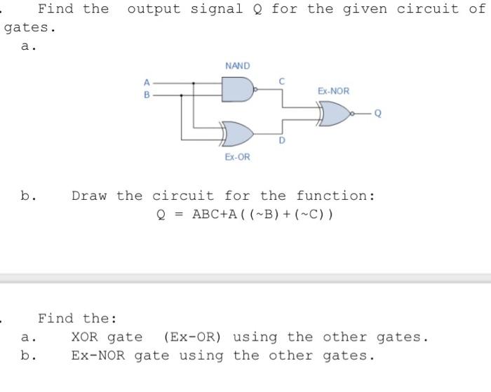 Solved Find the output signal e for the given circuit of | Chegg.com