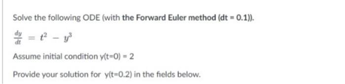 Solved Solve the following ODE (with the Forward Euler | Chegg.com