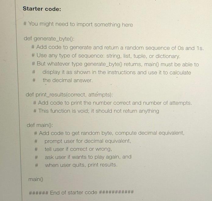 Solved Starter code: # You might need to import something | Chegg.com