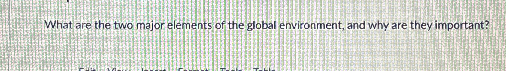 Solved What are the two major elements of the global | Chegg.com