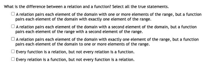 Solved What is the difference between a relation and a | Chegg.com