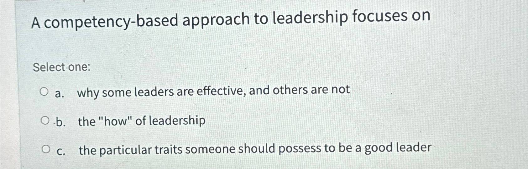 Solved A Competency-based Approach To Leadership Focuses | Chegg.com