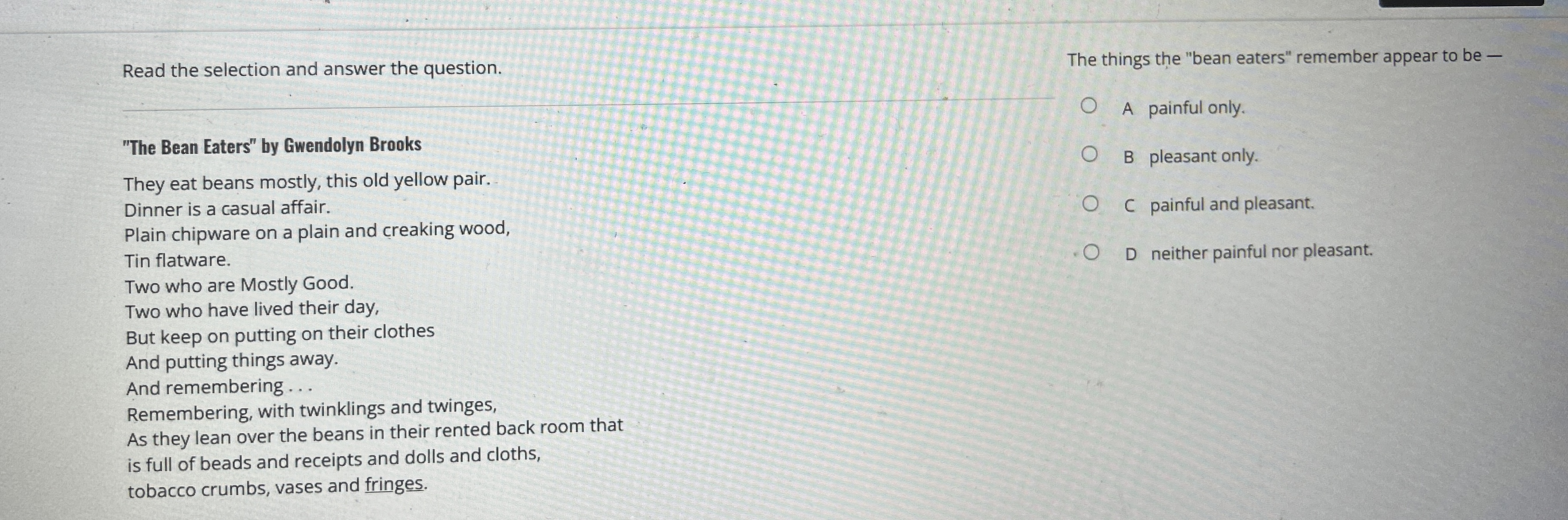 Solved Read the selection and answer the question.The things | Chegg.com