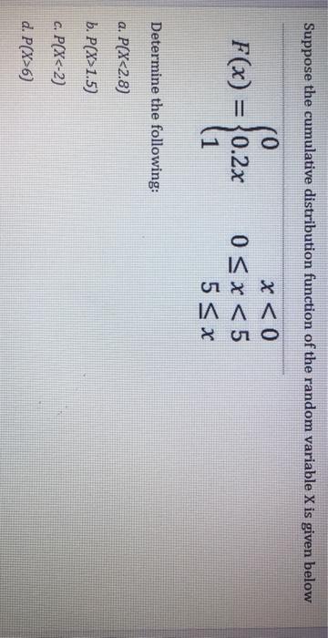 Solved Suppose The Cumulative Distribution Function Of The | Chegg.com