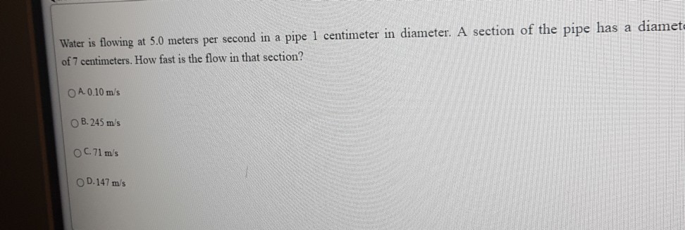 Solved Water is flowing at 5.0 meters per second in a pipe 1 | Chegg.com