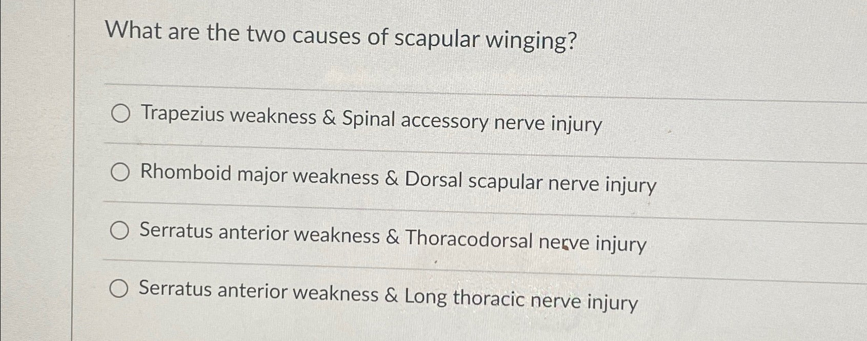 Solved What are the two causes of scapular winging?Trapezius | Chegg.com