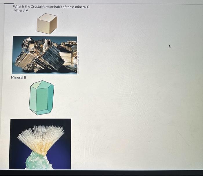 Solved What is the Crystal form or habit of these minerals? | Chegg.com