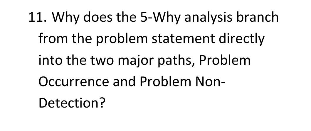 11. Why does the 5-Why analysis branch from the | Chegg.com