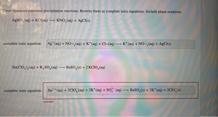 Solved These equations represent precipitation reactions. | Chegg.com
