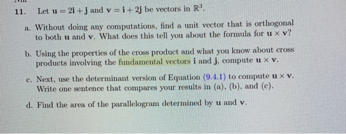 Solved Let u 2i +j and v = i+ 2j be vectors in R3. 11 a. | Chegg.com