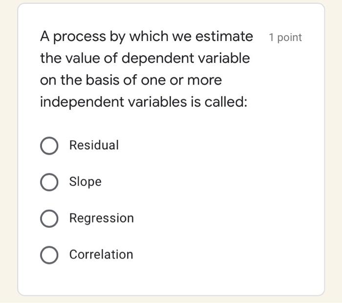 Solved 1 point The method of least squares finds the best | Chegg.com