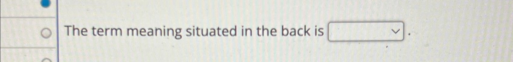 Solved The term meaning situated in the back is | Chegg.com