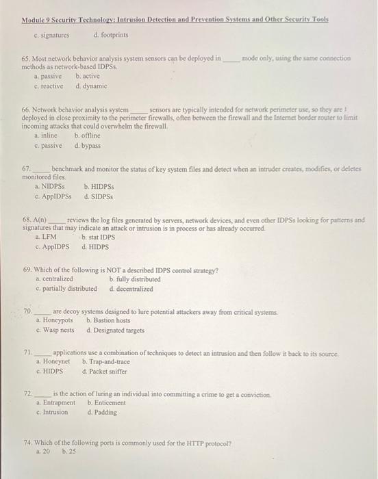 Solved Module 9 Security Techuology: Intrusion Detection and | Chegg.com