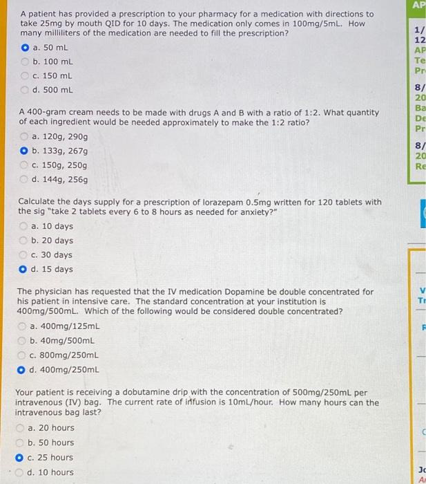Solved AP A patient has provided a prescription to your