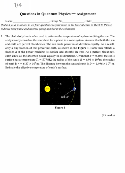 Quantum Physics Homework Example Solved 1/4 Questions in Quantum Physics Assignment Date: | Chegg.com