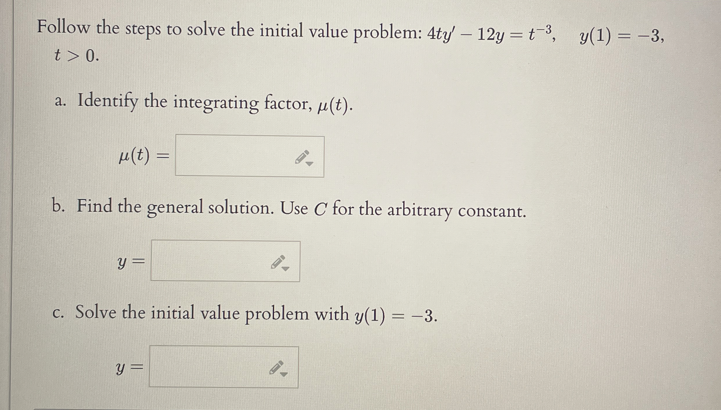 Solved Follow the steps to solve the initial value problem: | Chegg.com