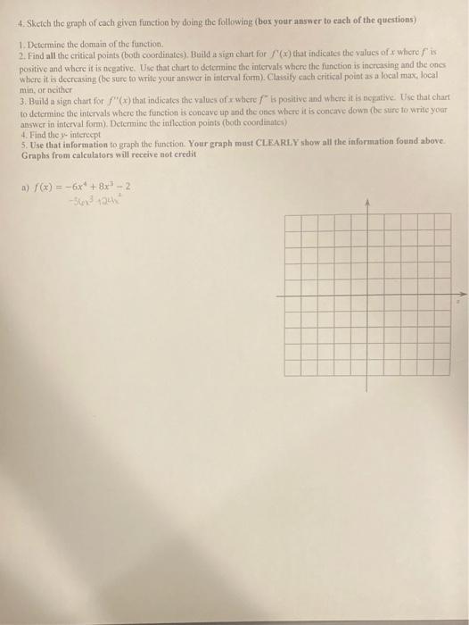 Solved 4 Sketch The Graph Of Each Given Function By Doing