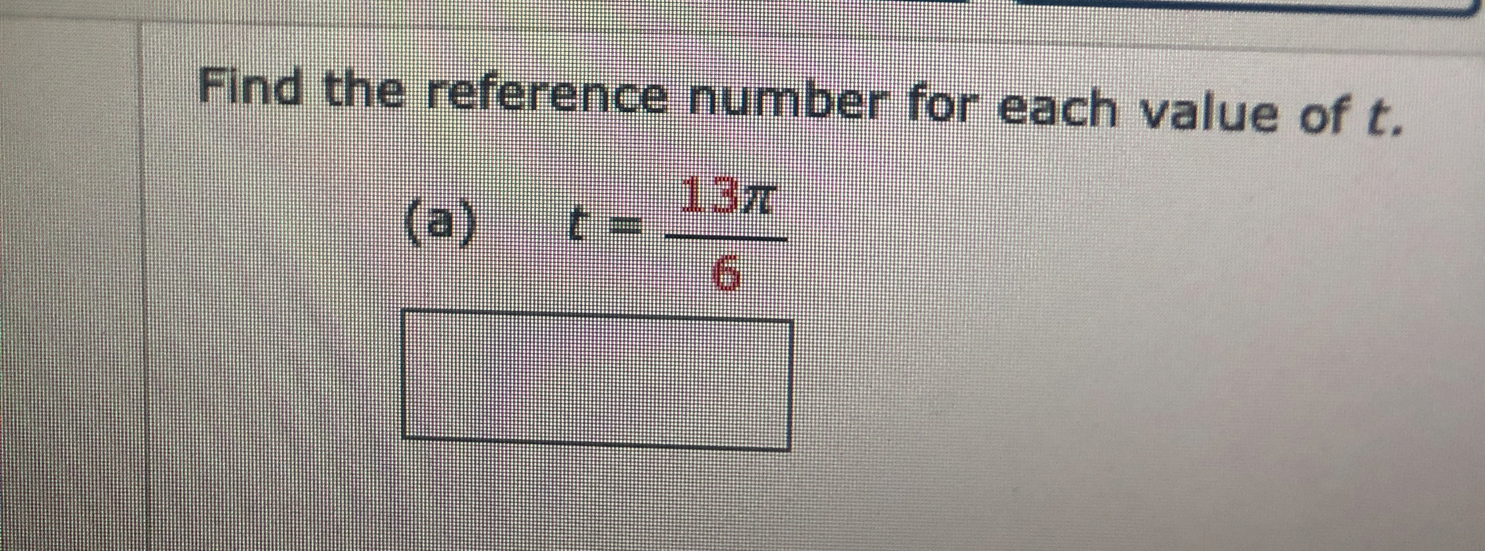 Solved Find the reference number for each value of | Chegg.com