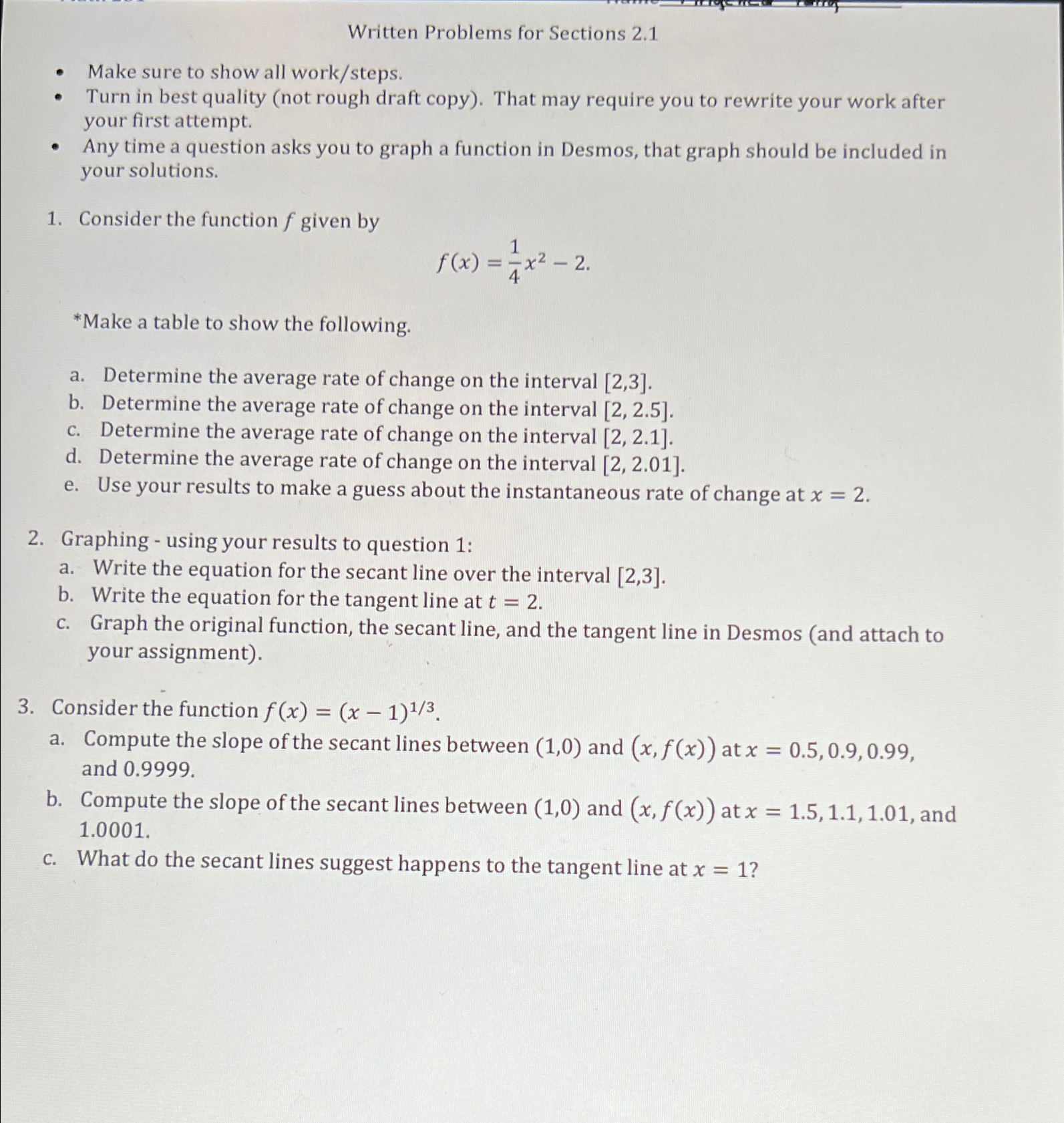 Solved Written Problems for Sections 2.1Make sure to show | Chegg.com