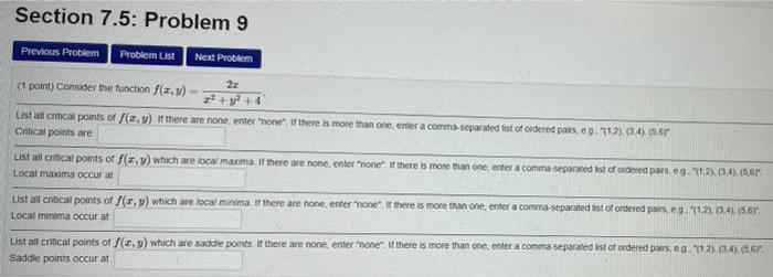 Solved Section 7.5: Problem 9 Previous Problem Problem List | Chegg.com