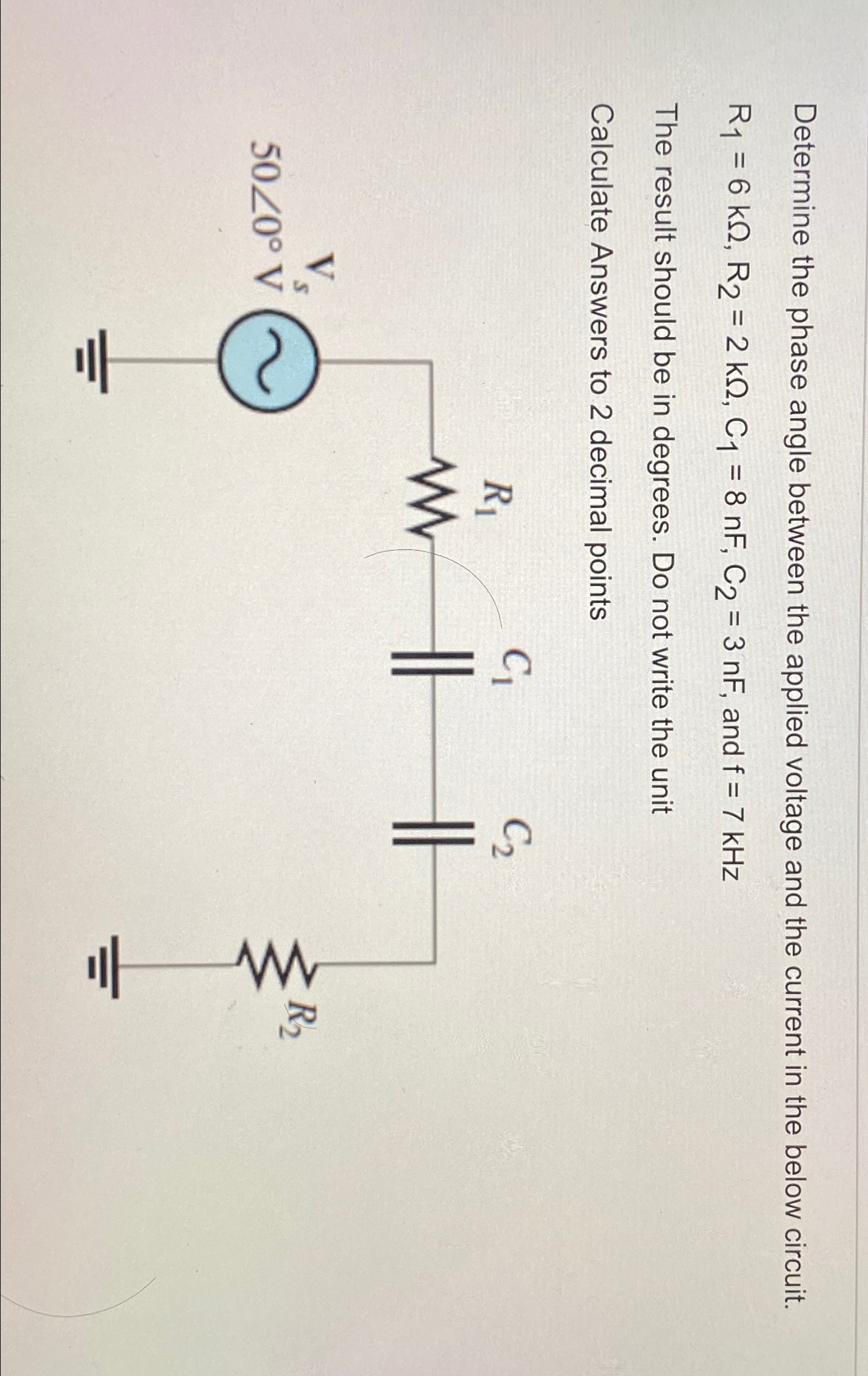 Solved Determine the phase angle between the applied voltage | Chegg.com