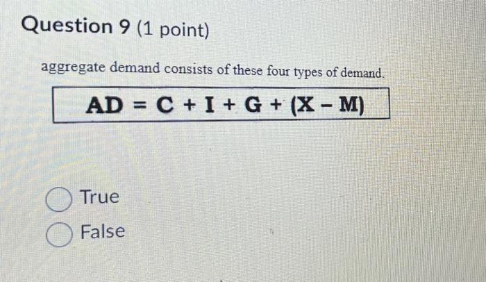 AD = C + I + G + (X – M)