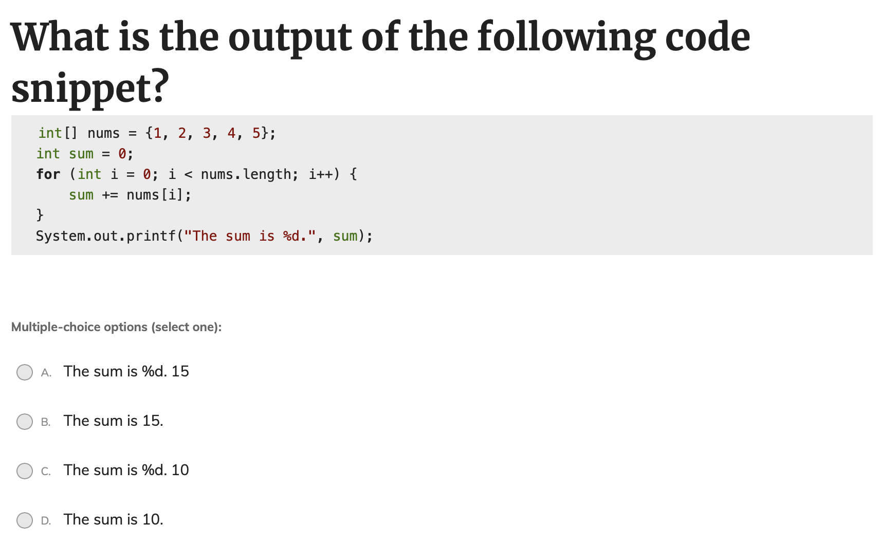 Solved What is the output of the following code | Chegg.com