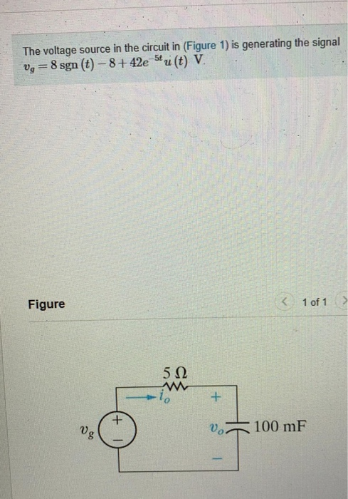 Solved The voltage source in the circuit in (Figure 1) is | Chegg.com