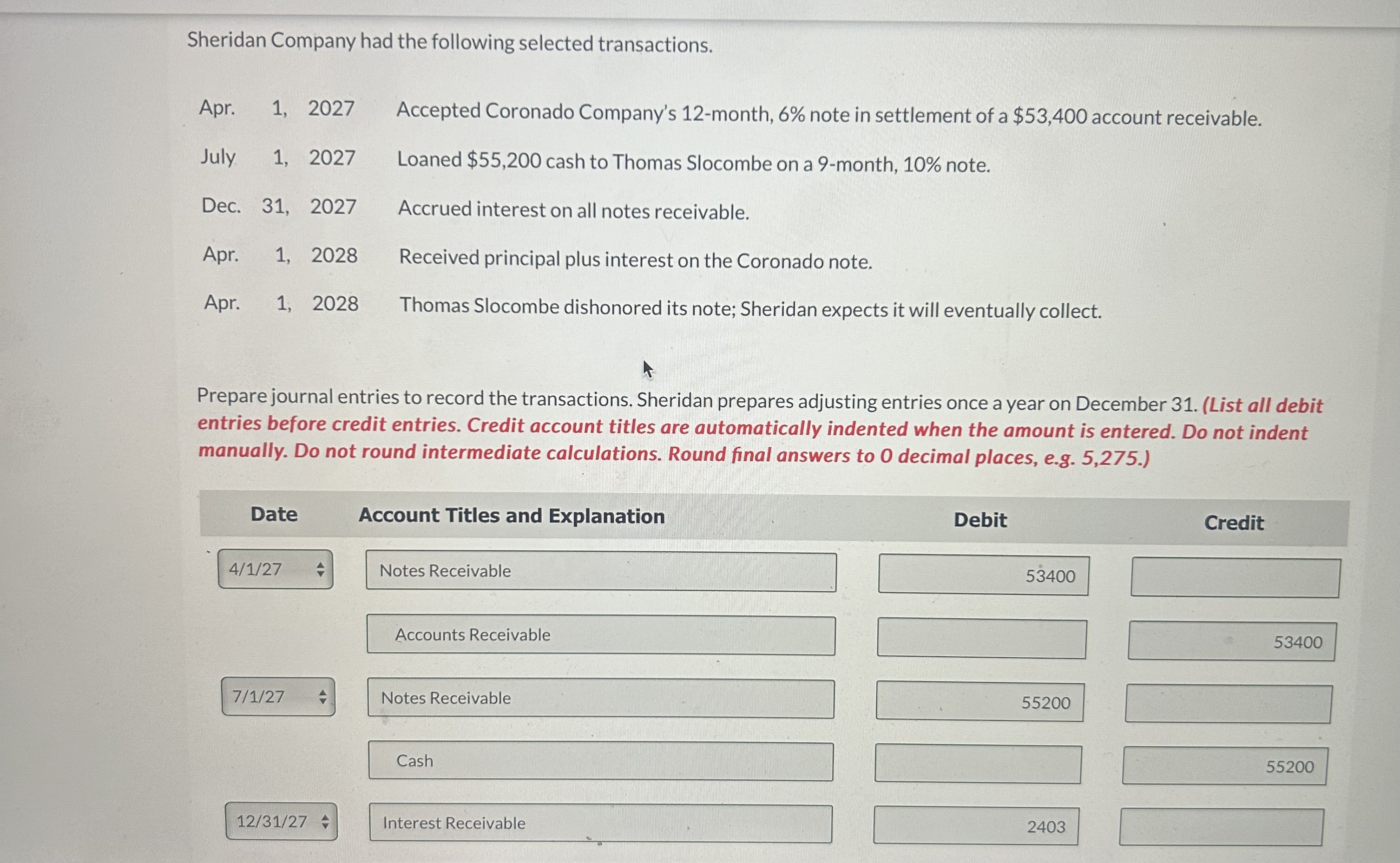 Solved Sheridan Company had the following selected