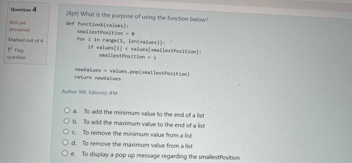 Solved Question 4 [4pt] What is the purpose of using the | Chegg.com