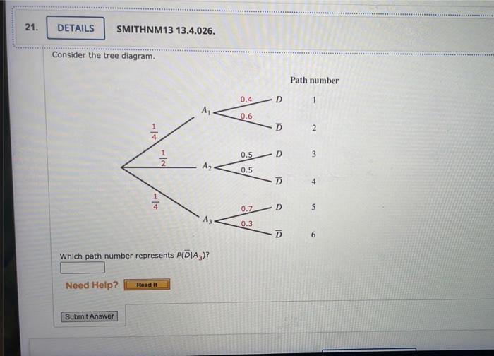 Solved SMITHNM13 13.4.026. Consider the tree diagram. Which | Chegg.com