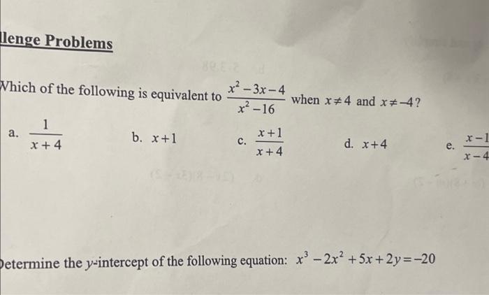 Solved lenge Problems Which of the following is equivalent | Chegg.com